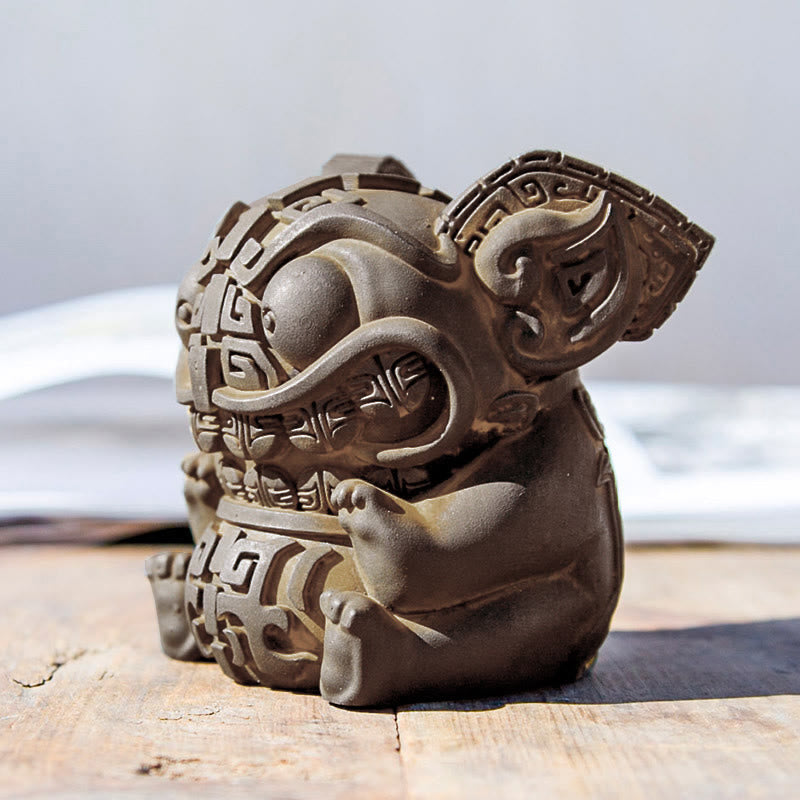 Buddha Stones手作り 金 呑み込み獣 鉄粉 錆 鋳造 樹脂 像 室内装飾 - image 6