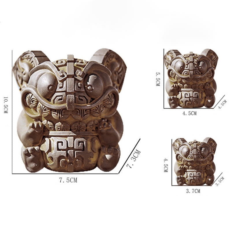 Buddha Stones手作り 金 呑み込み獣 鉄粉 錆 鋳造 樹脂 像 室内装飾 - image 16