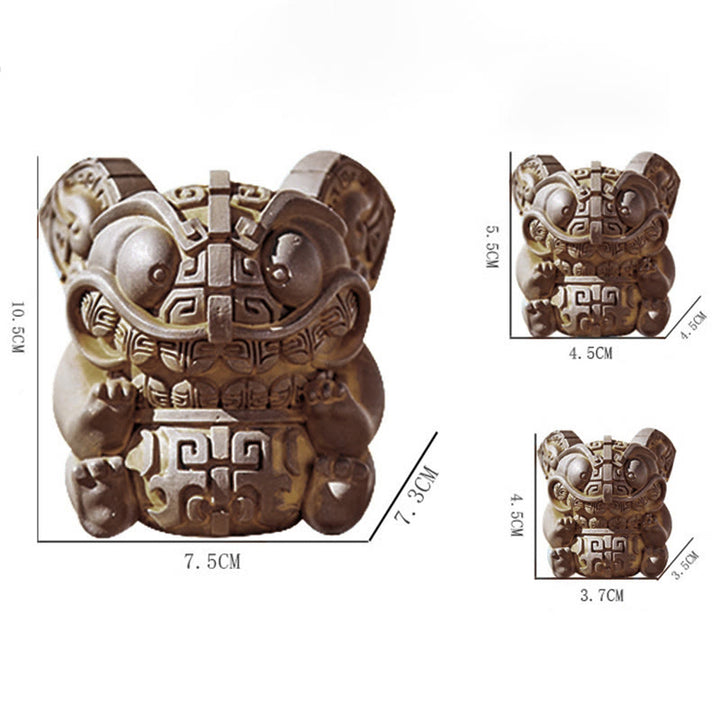 Buddha Stones手作り 金 呑み込み獣 鉄粉 錆 鋳造 樹脂 像 室内装飾 - image 16