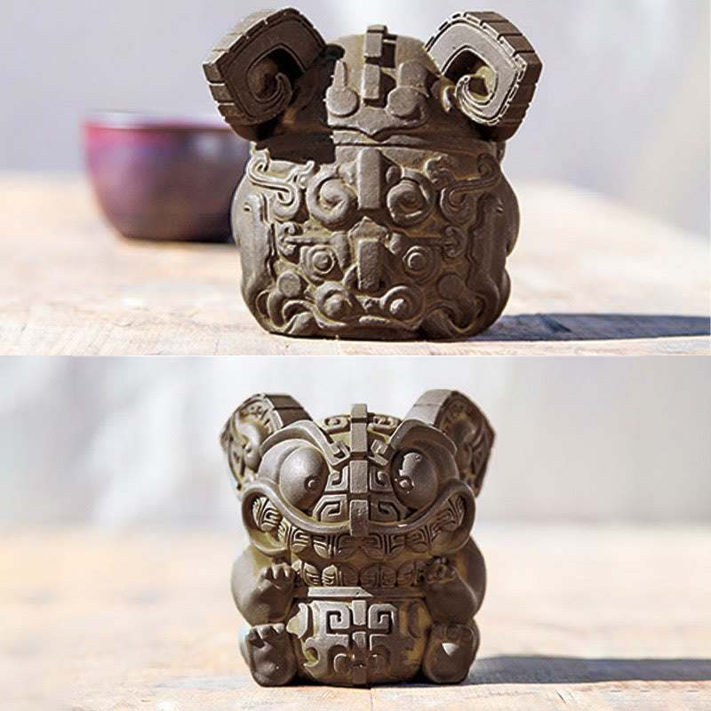 Buddha Stones手作り 金 呑み込み獣 鉄粉 錆 鋳造 樹脂 像 室内装飾 - image 14