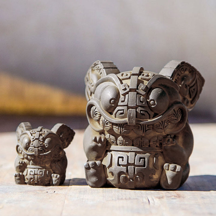 Buddha Stones手作り 金 呑み込み獣 鉄粉 錆 鋳造 樹脂 像 室内装飾 - image 12