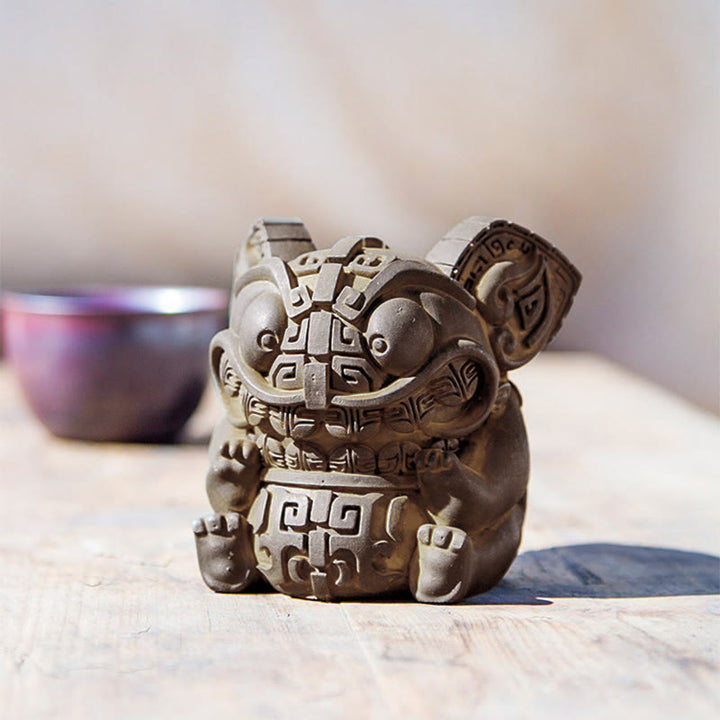 Buddha Stones手作り 金 呑み込み獣 鉄粉 錆 鋳造 樹脂 像 室内装飾 - image 13