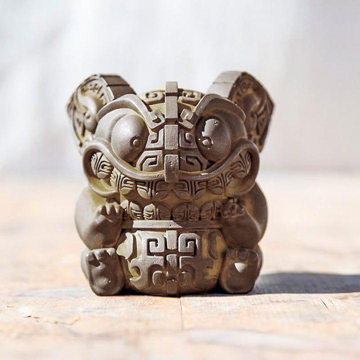 Buddha Stones手作り 金 呑み込み獣 鉄粉 錆 鋳造 樹脂 像 室内装飾 - image 10