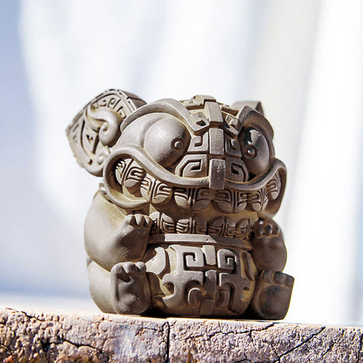 Buddha Stones手作り 金 呑み込み獣 鉄粉 錆 鋳造 樹脂 像 室内装飾 - image 4