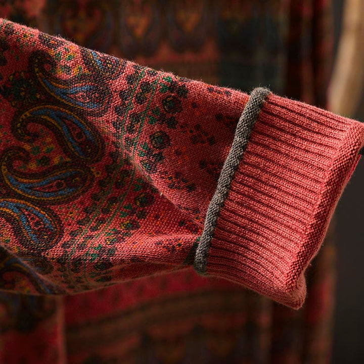 Buddha Stones秋の植物 花柄 クルーネック 長袖 レディース コットン セーター ポケット付き - image 10