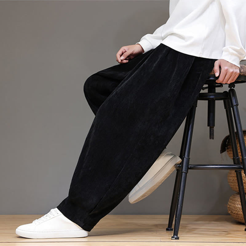 Buddha Stones冬用 純色 コットン メンズ ハーレム 厚手 裏起毛 ポケット付きパンツ - image 15