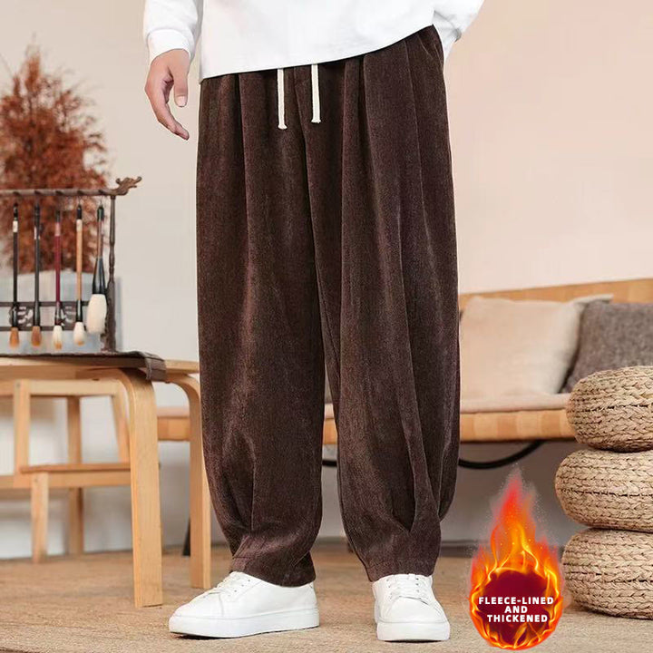 Buddha Stones冬用 純色 コットン メンズ ハーレム 厚手 裏起毛 ポケット付きパンツ - サドルブラウン（フリース裏地付き） - US/UK/AU46、 EU56 (5XL) - image 29