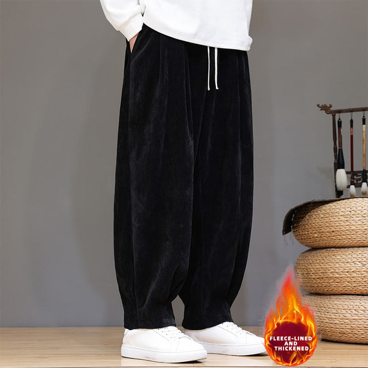Buddha Stones冬用 純色 コットン メンズ ハーレム 厚手 裏起毛 ポケット付きパンツ - image 28