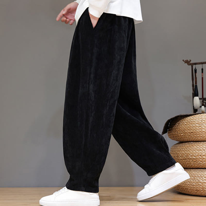 Buddha Stones冬用 純色 コットン メンズ ハーレム 厚手 裏起毛 ポケット付きパンツ - image 12