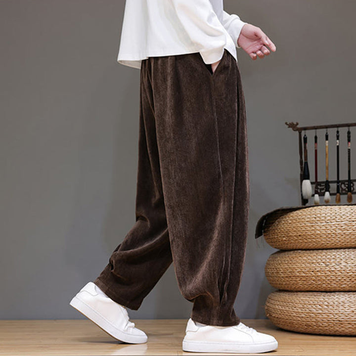 Buddha Stones冬用 純色 コットン メンズ ハーレム 厚手 裏起毛 ポケット付きパンツ - image 22