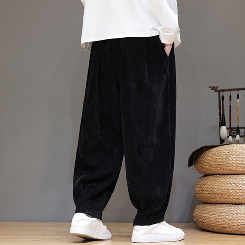 Buddha Stones冬用 純色 コットン メンズ ハーレム 厚手 裏起毛 ポケット付きパンツ - image 14