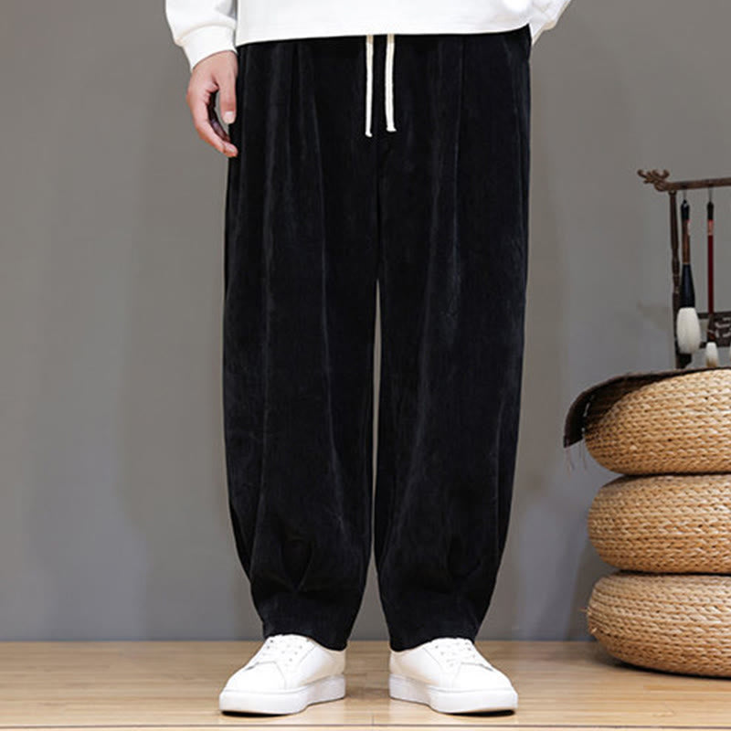 Buddha Stones冬用 純色 コットン メンズ ハーレム 厚手 裏起毛 ポケット付きパンツ - image 10