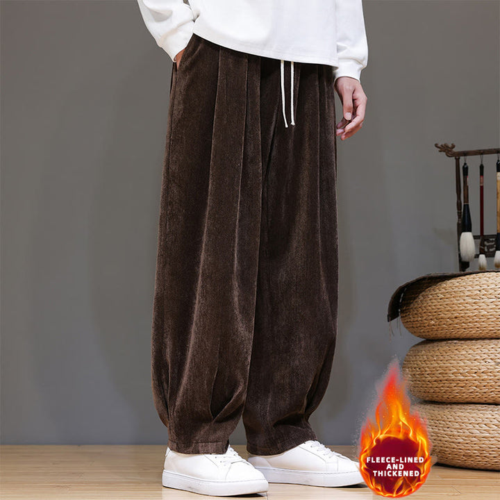 Buddha Stones冬用 純色 コットン メンズ ハーレム 厚手 裏起毛 ポケット付きパンツ - image 31