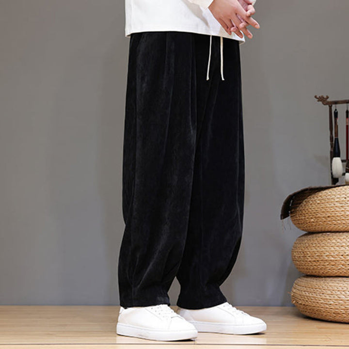 Buddha Stones冬用 純色 コットン メンズ ハーレム 厚手 裏起毛 ポケット付きパンツ - image 11
