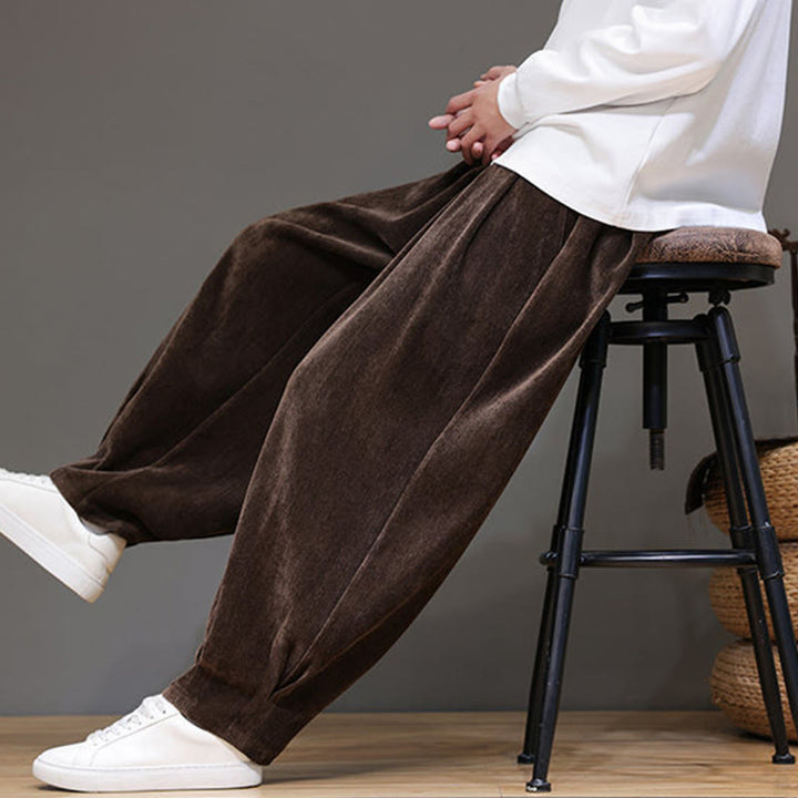 Buddha Stones冬用 純色 コットン メンズ ハーレム 厚手 裏起毛 ポケット付きパンツ - image 23