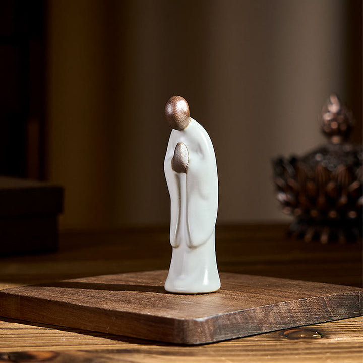 Buddha Stones瞑想 僧侶 陶器像 静寂 室内装飾 - image 4