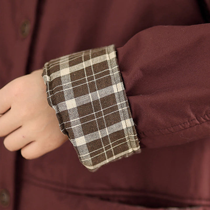 Buddha Stonesのチェック柄パーカー柄 レディース 長袖 コットン 厚手 ジャケット ポケット付き - image 12