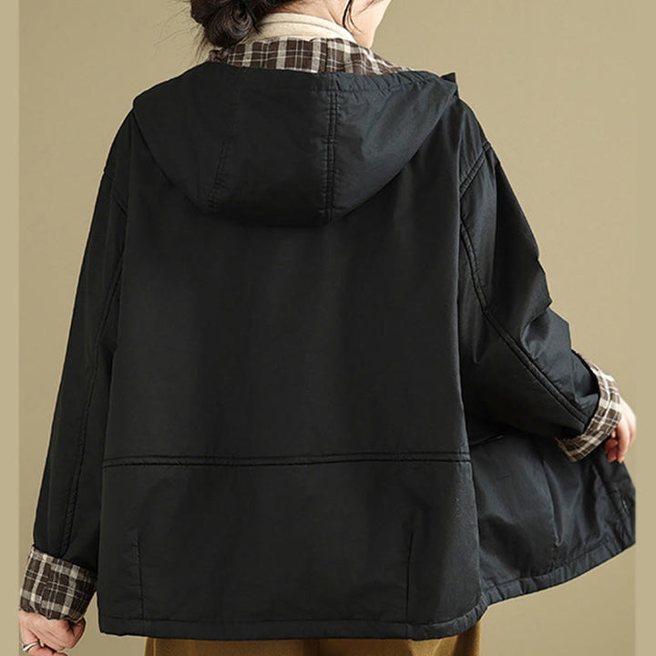 Buddha Stonesのチェック柄パーカー柄 レディース 長袖 コットン 厚手 ジャケット ポケット付き - image 18