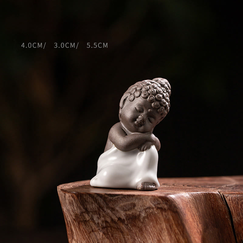 Buddha Stones祈り 瞑想 休息 僧侶 陶器像 静寂 家の装飾 - 休止時4×3×5.5cm - image 9