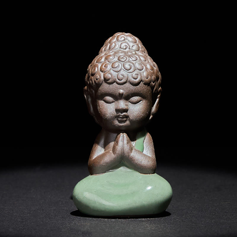 Buddha Stones祈り 瞑想 休息 僧侶 陶器像 静寂 家の装飾 - 祈り 5*5*8.5cm - image 0