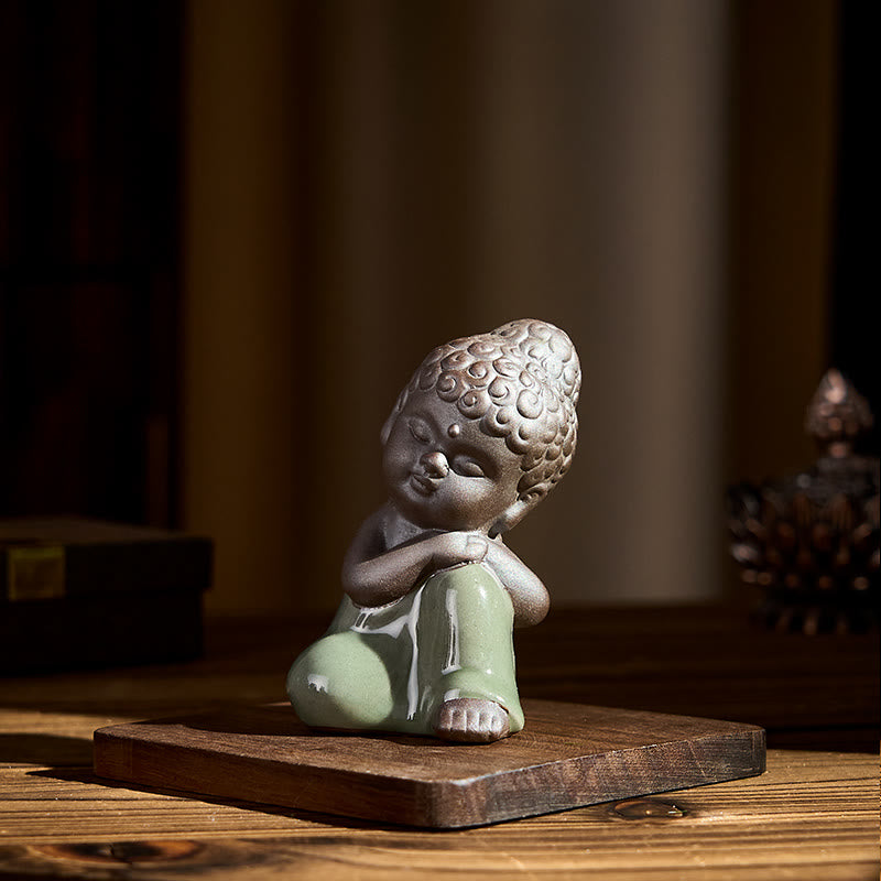 Buddha Stones祈り 瞑想 休息 僧侶 陶器像 静寂 家の装飾 - image 36