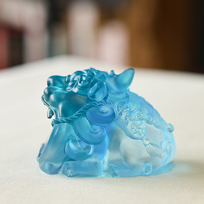 Buddha Stonesハンドメイド 琉璃水晶 ゴールド 飲み込む貔貅 アートピース ホームデコレーション - image 9