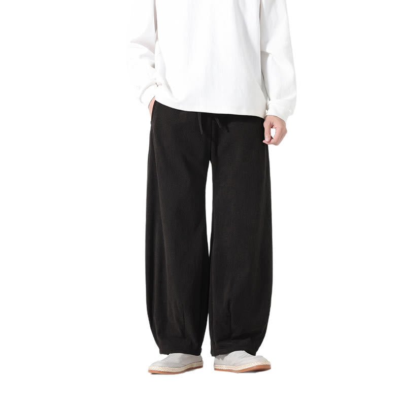 Buddha Stones春 純色 ドローストリングデザイン コーデュロイ コットン メンズ ハーレムパンツ ポケット付き - image 16