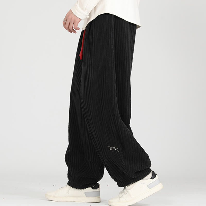 Buddha Stonesカラーコントラストドローストリングデザインコットンメンズハーレムコーデュロイパンツポケット付き - image 5