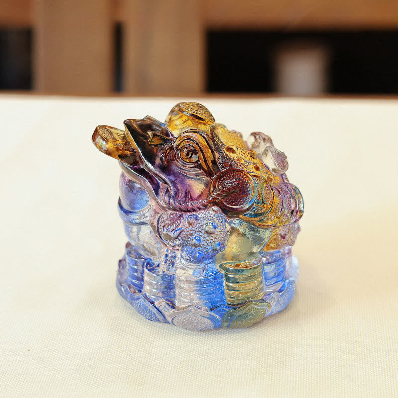 Buddha Stones風水 カエルコイン 手作り 琉璃水晶 アートピース 富 家庭 オフィス 装飾 - カラフル 9*9*8cm - image 0