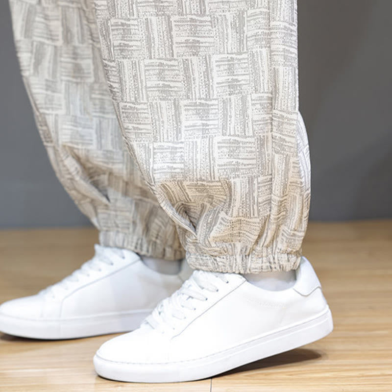 Buddha Stones秋 ジャカード チェック柄 コットン コーデュロイ メンズ ハーレムパンツ ポケット付き - image 21