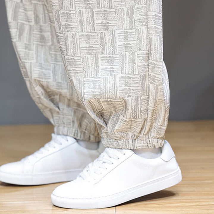 Buddha Stones秋 ジャカード チェック柄 コットン コーデュロイ メンズ ハーレムパンツ ポケット付き - image 21