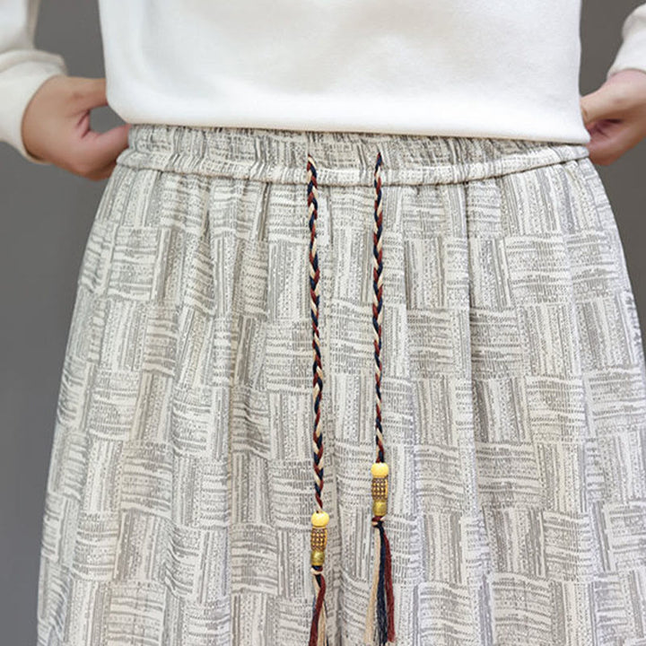 Buddha Stones秋 ジャカード チェック柄 コットン コーデュロイ メンズ ハーレムパンツ ポケット付き - image 19