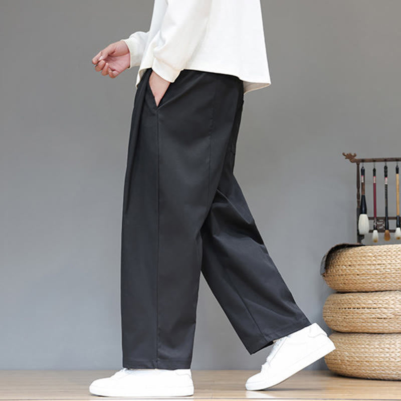 Buddha Stones秋冬 無地 ストレートレッグデザイン メンズ ハーレムパンツ ポケット付き - image 24