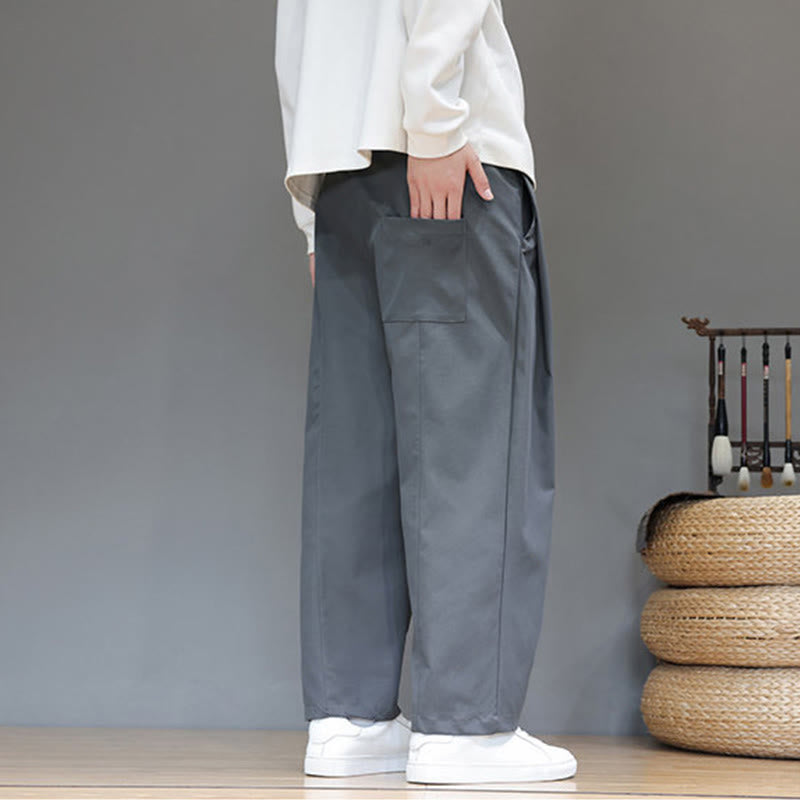 Buddha Stones秋冬 無地 ストレートレッグデザイン メンズ ハーレムパンツ ポケット付き - image 7