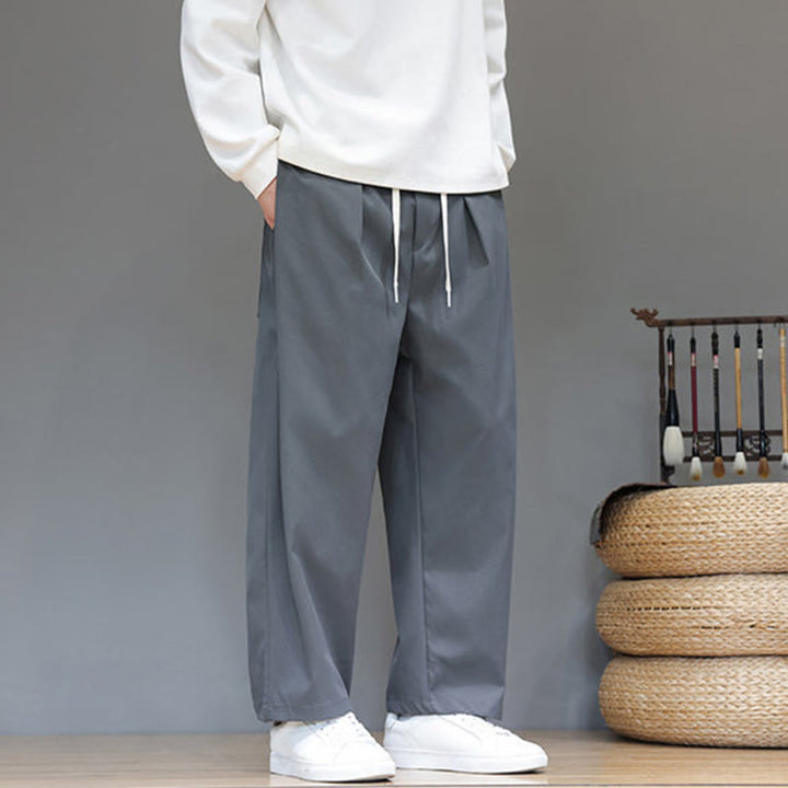 Buddha Stones秋冬 無地 ストレートレッグデザイン メンズ ハーレムパンツ ポケット付き - image 5