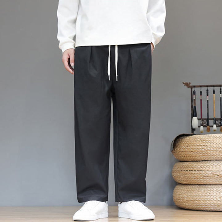 Buddha Stones秋冬 無地 ストレートレッグデザイン メンズ ハーレムパンツ ポケット付き - image 23