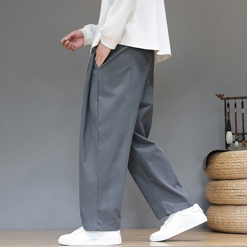 Buddha Stones秋冬 無地 ストレートレッグデザイン メンズ ハーレムパンツ ポケット付き - image 2