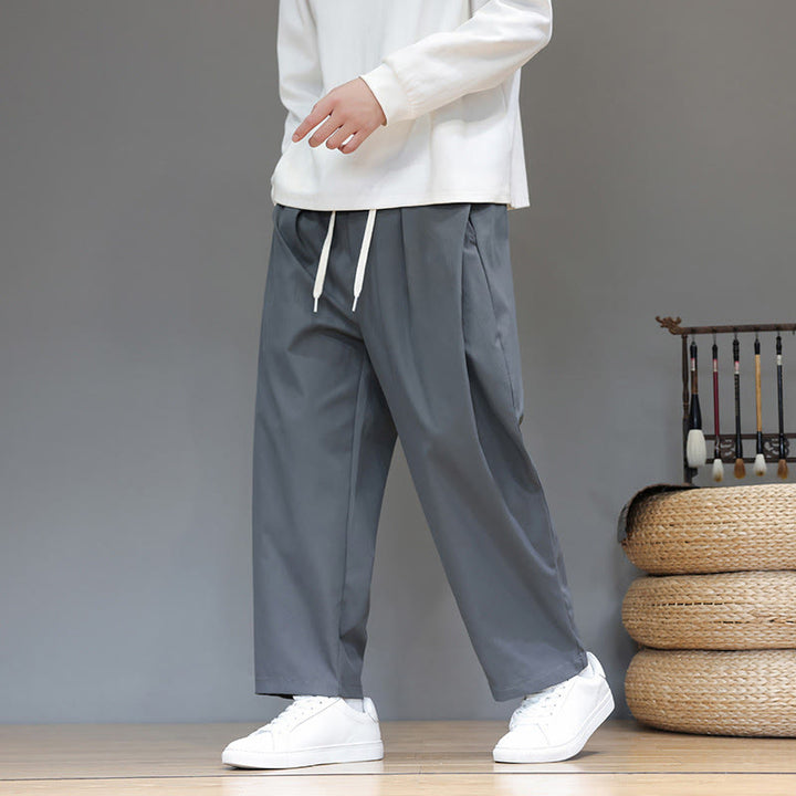 Buddha Stones秋冬 無地 ストレートレッグデザイン メンズ ハーレムパンツ ポケット付き - image 0