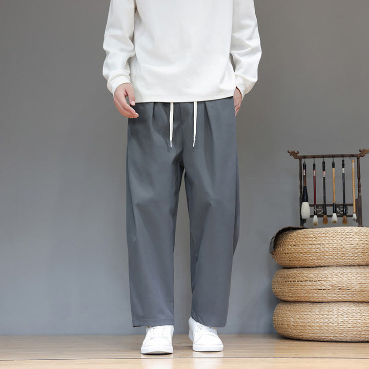 Buddha Stones秋冬 無地 ストレートレッグデザイン メンズ ハーレムパンツ ポケット付き - ライトスレートグレー - US/UK/AU46、 EU56 (5XL) - image 1