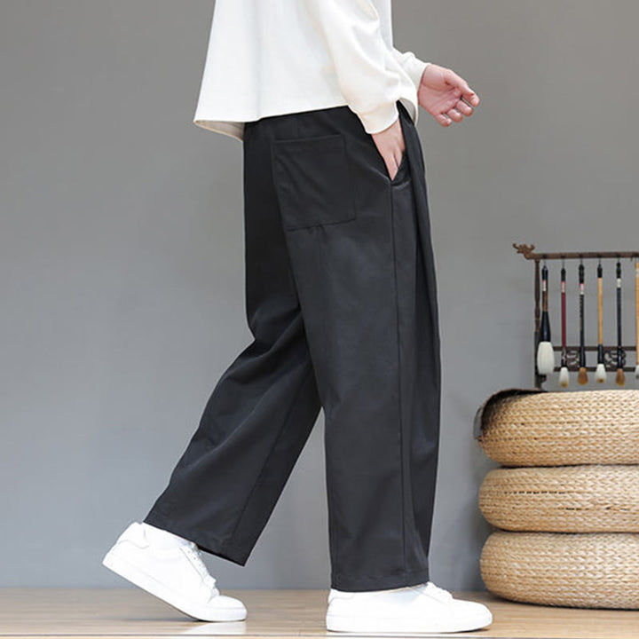 Buddha Stones秋冬 無地 ストレートレッグデザイン メンズ ハーレムパンツ ポケット付き - image 25