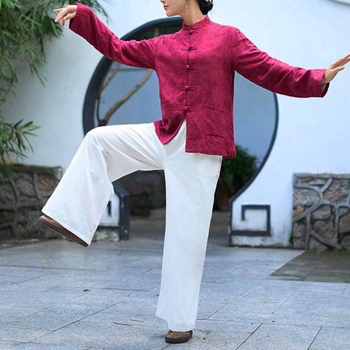 Buddha Stonesフロッグボタン 長袖 コットン ジャカード レディース シャツ パンツ ポケット付き - image 17