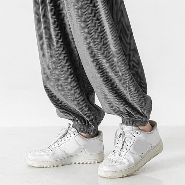 Buddha Stones無地 ドローストリング 伸縮性袖口デザイン メンズ コットンパンツ ポケット付き - image 19