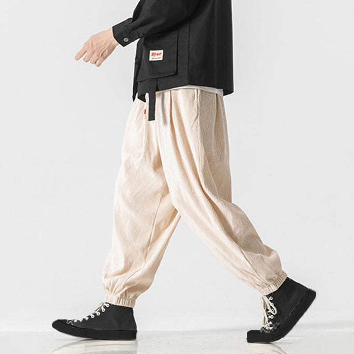 Buddha Stones無地 ドローストリング 伸縮性袖口デザイン メンズ コットンパンツ ポケット付き - image 25