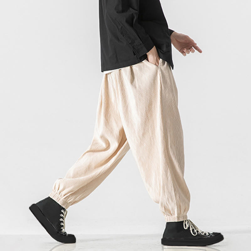 Buddha Stones無地 ドローストリング 伸縮性袖口デザイン メンズ コットンパンツ ポケット付き - image 26