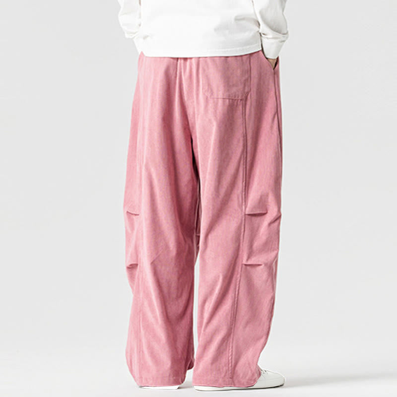 Buddha Stones冬用ドローストリングコーデュロイコットンメンズワイドレッグパンツ（ポケット付き） - image 8