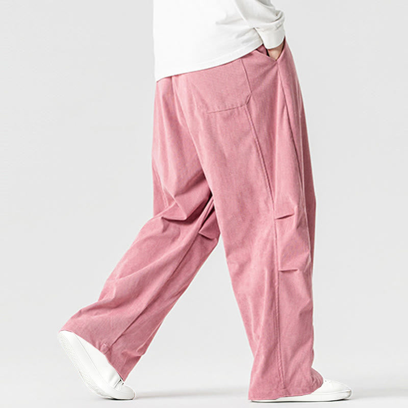 Buddha Stones冬用ドローストリングコーデュロイコットンメンズワイドレッグパンツ（ポケット付き） - image 10