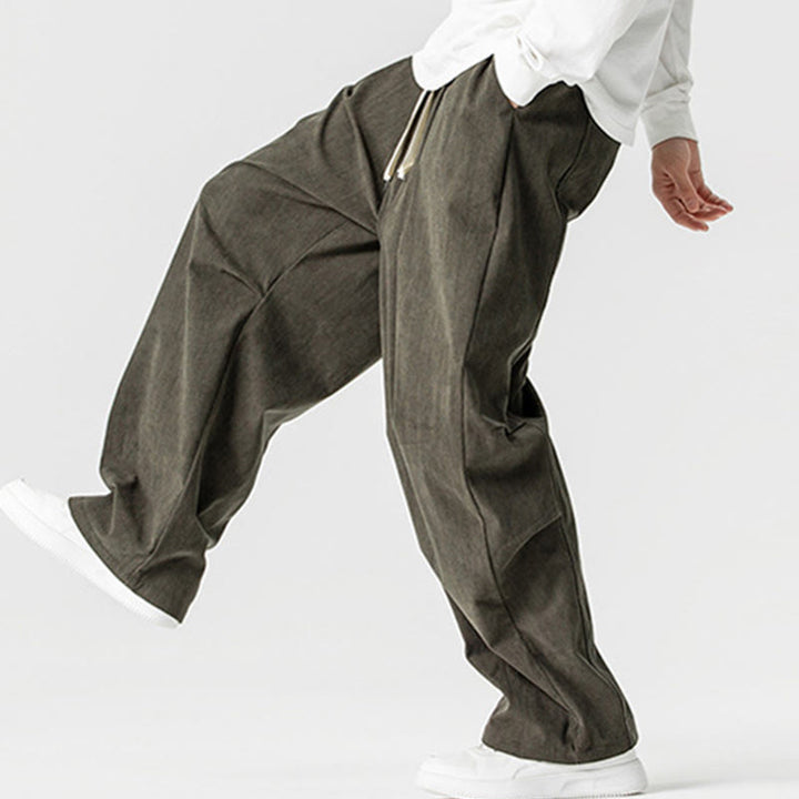 Buddha Stones冬用ドローストリングコーデュロイコットンメンズワイドレッグパンツ（ポケット付き） - image 29