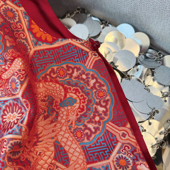 Buddha Stonesカエルボタン 龍の花 竹 ジャカードデザイン レディース ベスト ウエストコート シャツ - image 6