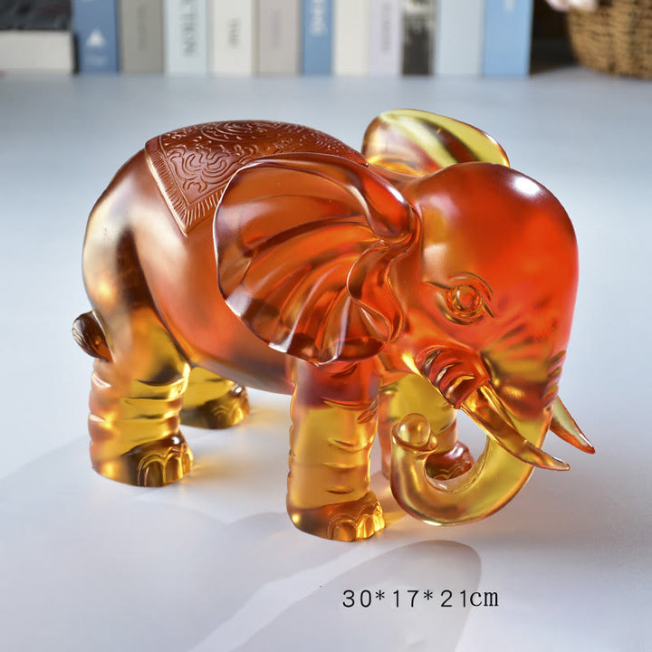 Buddha Stonesイエロー リュウリ クリスタル 象の鼻 上下デザイン 強さ 家の装飾 - 特大ゾウ（鼻から下）30×17×21cm - image 17