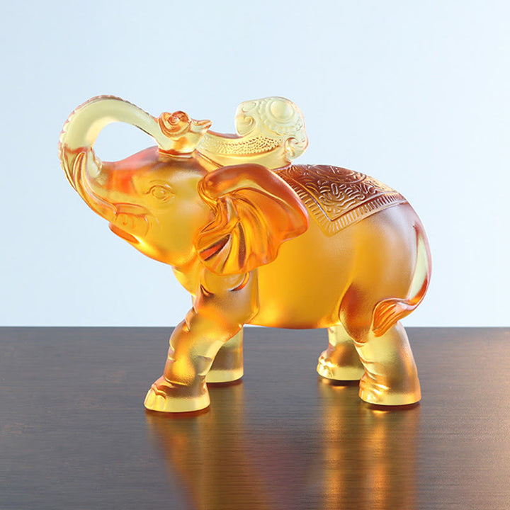 Buddha Stonesイエロー リュウリ クリスタル 象の鼻 上下デザイン 強さ 家の装飾 - image 9